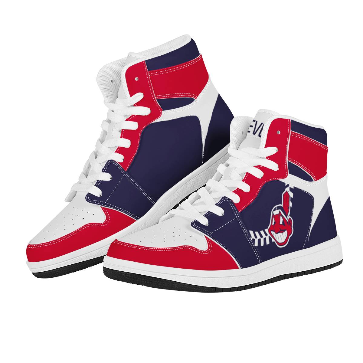 Women's Cleveland Indians High Top Leather AJ1 Sneakers 002